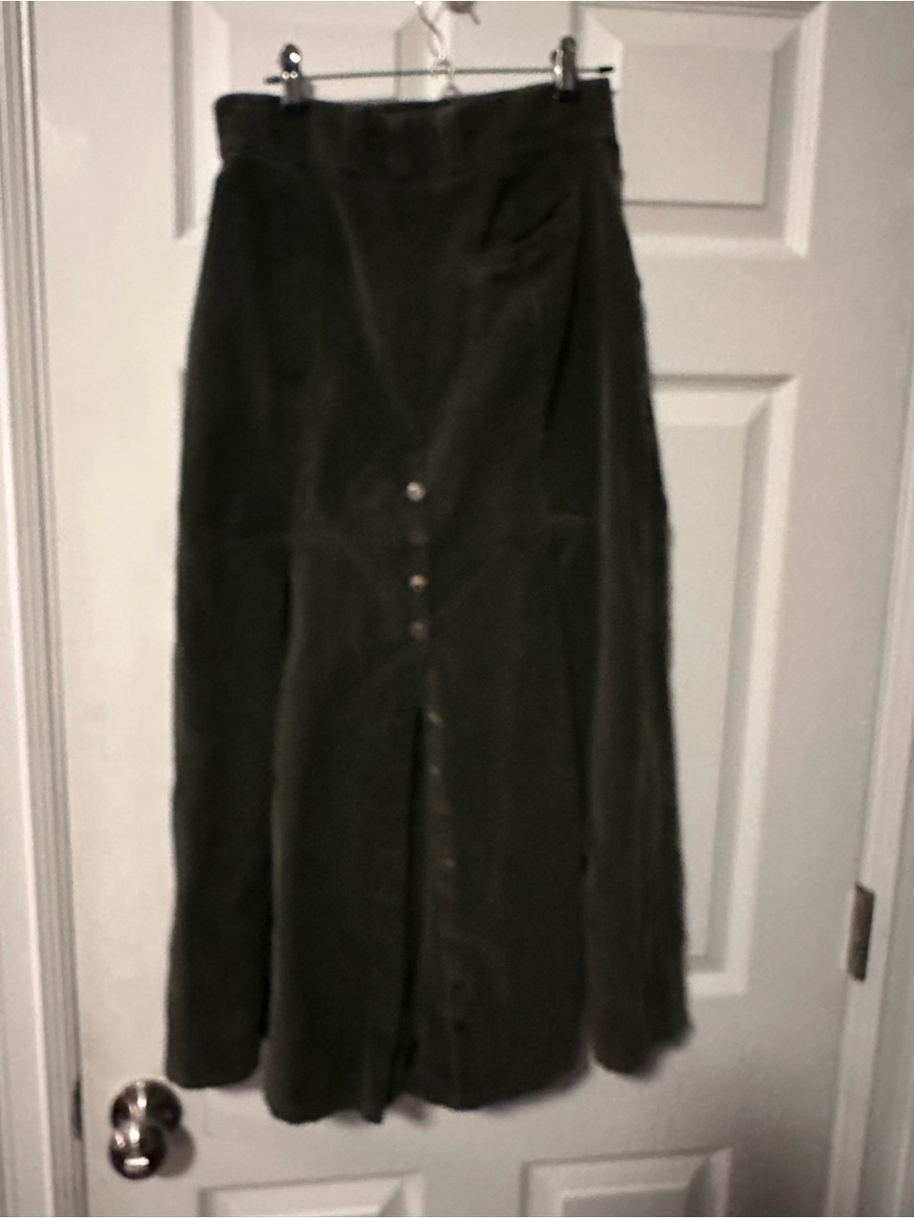 Vintage Together Olive Green Corduroy Button-Front Midi Skirt - Picture 2 of 6